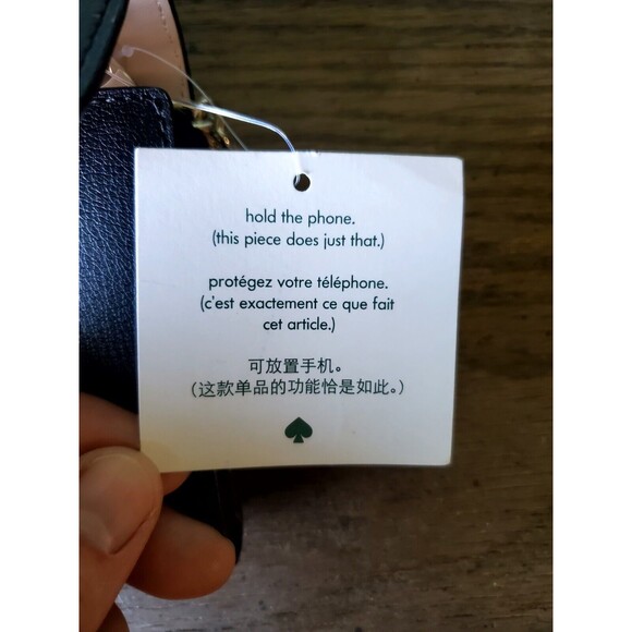 Kate Spade Grain Leather Robyn Small Flap Chain Wallet Crossbody Strap Black NWT - Picture 7 of 11